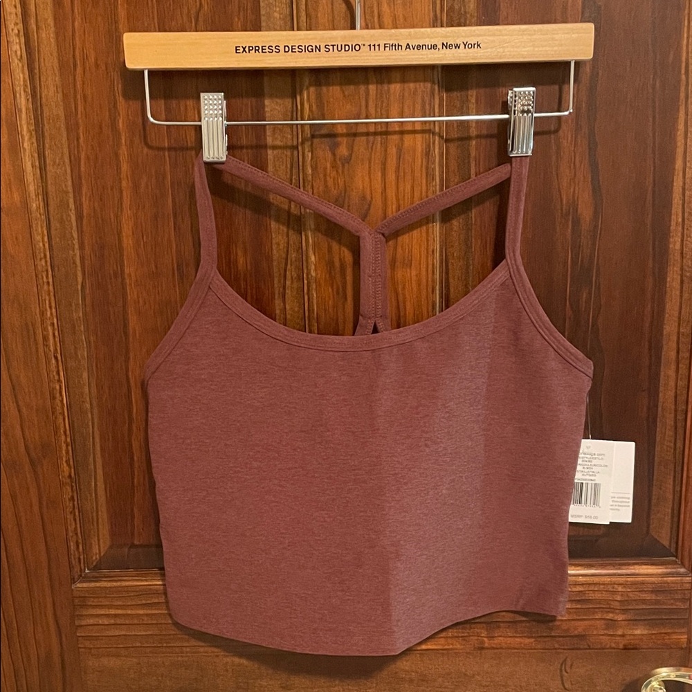 Beyond Yoga Spacedye Slim Racerback Cropped Tank- Bold Mocha Heather XL